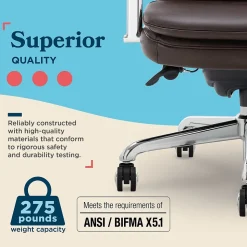 La-Z-Boy Opus Ergonomic Bonded Leather Swivel Executive Chair, Dark Brown and Chrome (CCHR10015E)