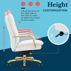 La-Z-Boy Opus Ergonomic Bonded Leather Swivel Executive Chair, White and Gold (CCHR10015A)