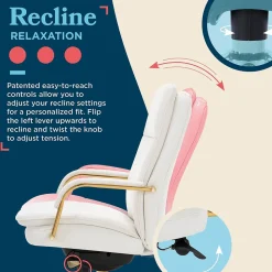 La-Z-Boy Opus Ergonomic Bonded Leather Swivel Executive Chair, White and Gold (CCHR10015A)