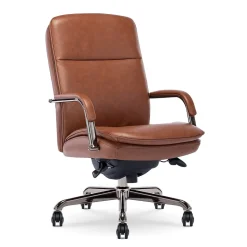La-Z-Boy Opus Ergonomic Bonded Leather Swivel Executive Chair, Cognac and Graphite (CCHR10015C)