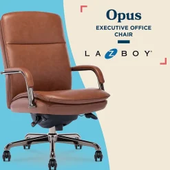 La-Z-Boy Opus Ergonomic Bonded Leather Swivel Executive Chair, Cognac and Graphite (CCHR10015C)