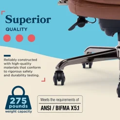 La-Z-Boy Opus Ergonomic Bonded Leather Swivel Executive Chair, Cognac and Graphite (CCHR10015C)