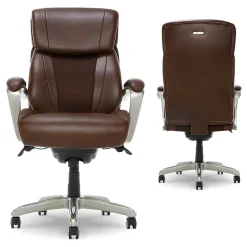 La-Z-Boy Salerno Ergonomic Bonded Leather Swivel Executive Chair, Brown (45778-BRN)