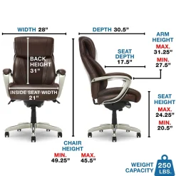 La-Z-Boy Salerno Ergonomic Bonded Leather Swivel Executive Chair, Brown (45778-BRN)