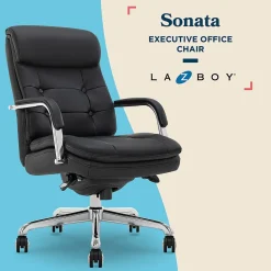 La-Z-Boy Sonata Ergonomic Bonded Leather Swivel Executive Chair, Black and Chrome (CCHR10014D)