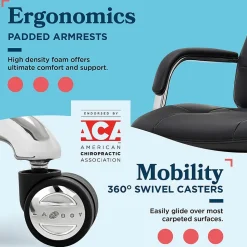 La-Z-Boy Sonata Ergonomic Bonded Leather Swivel Executive Chair, Black and Chrome (CCHR10014D)