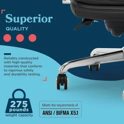 La-Z-Boy Sonata Ergonomic Bonded Leather Swivel Executive Chair, Black and Chrome (CCHR10014D)