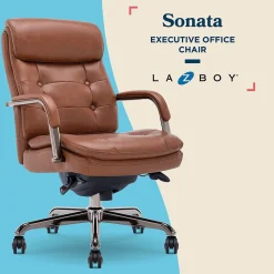 La-Z-Boy Sonata Ergonomic Bonded Leather Swivel Executive Chair, Cognac and Graphite (CCHR10014C)