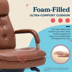 La-Z-Boy Sonata Ergonomic Bonded Leather Swivel Executive Chair, Cognac and Graphite (CCHR10014C)