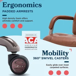 La-Z-Boy Sonata Ergonomic Bonded Leather Swivel Executive Chair, Cognac and Graphite (CCHR10014C)