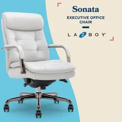 La-Z-Boy Sonata Ergonomic Bonded Leather Swivel Executive Chair, Gray and Graphite (CCHR10014B)