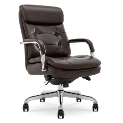 La-Z-Boy Sonata Ergonomic Bonded Leather Swivel Executive Chair, Dark Brown and Chrome (CCHR10014E)