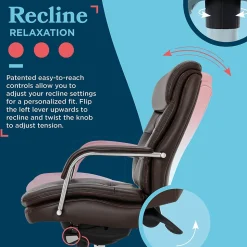 La-Z-Boy Sonata Ergonomic Bonded Leather Swivel Executive Chair, Dark Brown and Chrome (CCHR10014E)