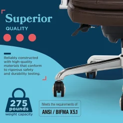 La-Z-Boy Sonata Ergonomic Bonded Leather Swivel Executive Chair, Dark Brown and Chrome (CCHR10014E)