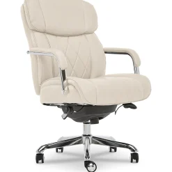 La-Z-Boy Sutherland Ergonomic Faux Leather Swivel Computer and Desk Chair, Ivory (CHR10048C)
