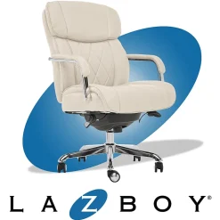 La-Z-Boy Sutherland Ergonomic Faux Leather Swivel Computer and Desk Chair, Ivory (CHR10048C)