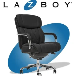 La-Z-Boy Sutherland Ergonomic Faux Leather Swivel Computer and Desk Chair, Black (CHR10048A)