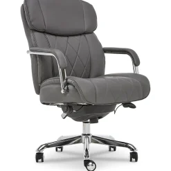 La-Z-Boy Sutherland Ergonomic Faux Leather Swivel Computer and Desk Chair, Gray (CHR10048B)
