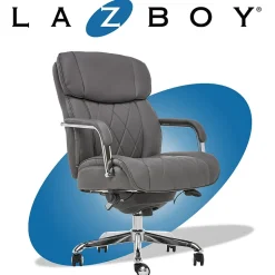 La-Z-Boy Sutherland Ergonomic Faux Leather Swivel Computer and Desk Chair, Gray (CHR10048B)