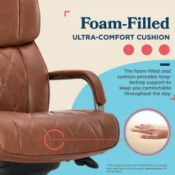 La-Z-Boy Symphony Ergonomic Bonded Leather Swivel Executive Chair, Cognac and Graphite (CCHR10013C)