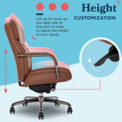 La-Z-Boy Symphony Ergonomic Bonded Leather Swivel Executive Chair, Cognac and Graphite (CCHR10013C)
