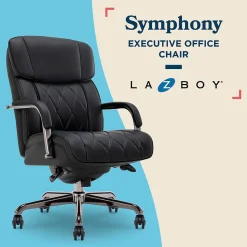 La-Z-Boy Symphony Ergonomic Bonded Leather Swivel Executive Chair, Black and Graphite (CCHR10013E)