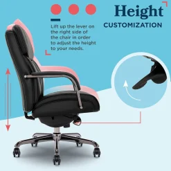 La-Z-Boy Symphony Ergonomic Bonded Leather Swivel Executive Chair, Black and Graphite (CCHR10013E)