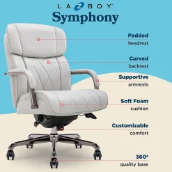 La-Z-Boy Symphony Ergonomic Bonded Leather Swivel Executive Chair, Gray and Graphite (CCHR10013B)