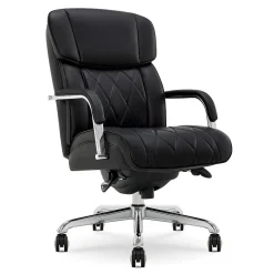 La-Z-Boy Symphony Ergonomic Bonded Leather Swivel Executive Chair, Black and Chrome (CCHR10013D)