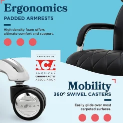 La-Z-Boy Symphony Ergonomic Bonded Leather Swivel Executive Chair, Black and Chrome (CCHR10013D)