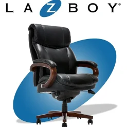 La-Z-Boy Trafford Ergonomic Bonded Leather Swivel Executive Chair, Black (45782A)