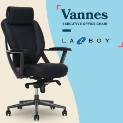 La-Z-Boy Vannes Ergonomic Faux Leather Swivel Executive Chair, Black (60101-BLK)