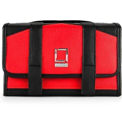 Lencca 5" Faux Leather Travel Organizer, Water Resistant, Red Black (LENLEA025)
