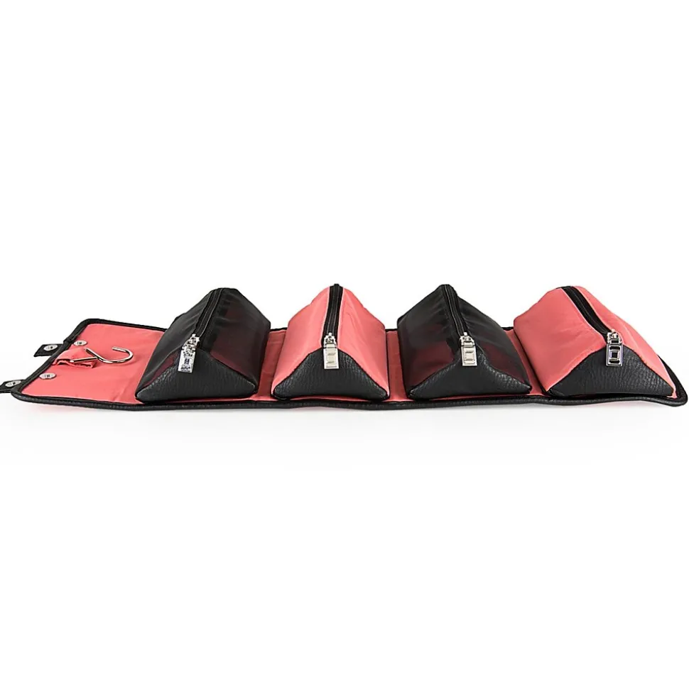 Lencca 5" Faux Leather Travel Organizer, Water Resistant, Red Magenta (LENLEA029)