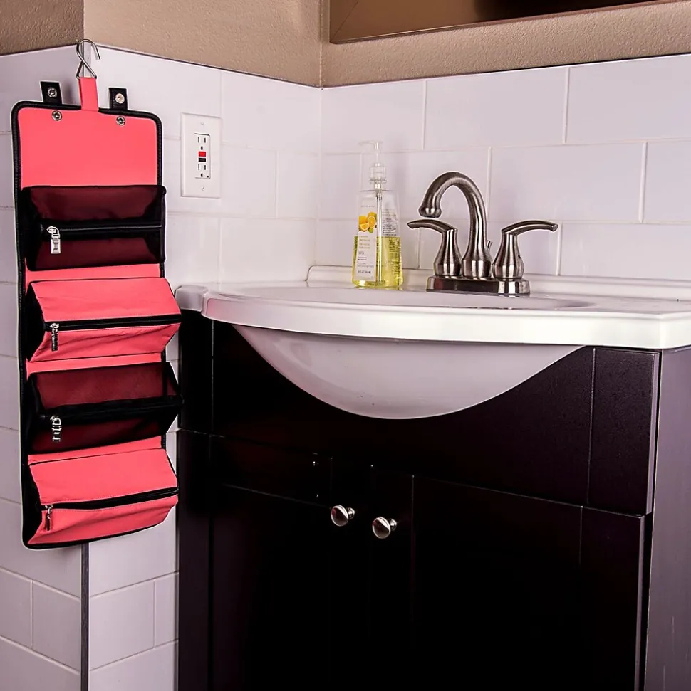 Lencca 5" Faux Leather Travel Organizer, Water Resistant, Red Magenta (LENLEA029)