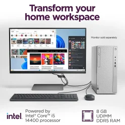 Lenovo IdeaCentre Tower Desktop Computer, Intel Core i5-14400, 8GB RAM, 512GB SSD, Mouse & Keyboard Included, Windows 11 Home