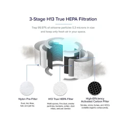 Levoit VeSync Core 200S True HEPA Smart Air Purifier, 3-Speed, Wi-Fi Enabled, White (HEAPAPLVSUS0078)