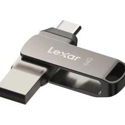 Lexar JumpDrive D400 Dual 64GB USB 3.1 Flash Drive, Titanium (LJDD400-64G-BNU)