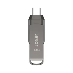 Lexar JumpDrive D400 Dual 128GB USB 3.1 Flash Drive, Titanium (LJDD400-128GBNU)