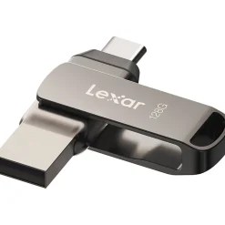 Lexar JumpDrive D400 Dual 128GB USB 3.1 Flash Drive, Titanium (LJDD400-128GBNU)