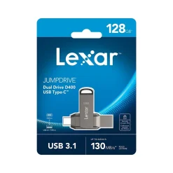 Lexar JumpDrive D400 Dual 128GB USB 3.1 Flash Drive, Titanium (LJDD400-128GBNU)