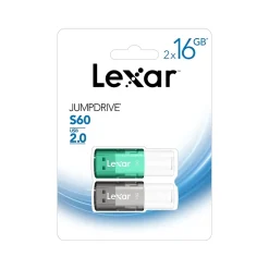 Lexar JumpDrive S60 16GB USB 2.0 Flash Drive, 2/Pack (LJDS60-16GB2NNU)