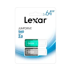 Lexar JumpDrive S60 64GB USB 2.0 Type A Flash Drive, Black/Teal (LJDS60-64GB2NNU)