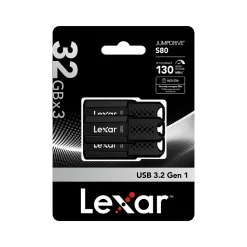 Lexar JumpDrive S80 32GB USB 3.2 Type-A Flash Drive, Black, 3/Pack (LJDS080032G-BNBNU3)