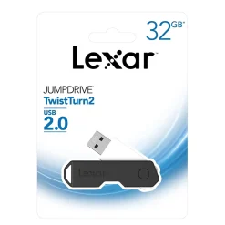 Lexar Twist Turn2 32GB USB 2.0 Type A Flash Drive, Black (JDTT2-32GABNABK)