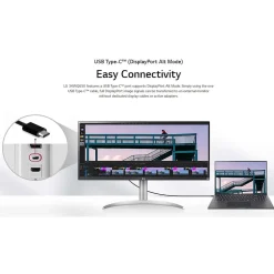 LG Ultrawide 34" Flat FHD IPS 100 Hz LCD Monitor with Built-In Universal Docking Station, White/Silver Pearl (34BQ650-W)