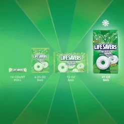 LIFE SAVERS Wint-O-Green Individually Wrapped Breath Mints, 2.5 lb. Stand-up Bag (LEFEWINT6)