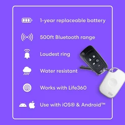 Life360 Tile Pro Bluetooth Tracker, Assorted, Black/White, 4/Pack (RE-61124)