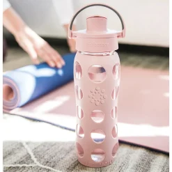 Lifefactory Glass Water Bottle, 22 oz., Desert Rose (LIFLG4321MDR4)
