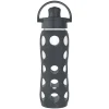 Lifefactory Glass Water Bottle, 22 oz., Carbon (LIFLG4321MCN4)